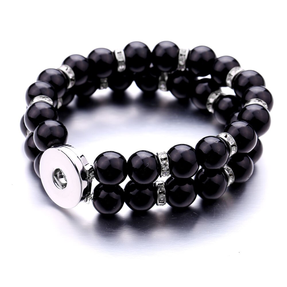 18mm Snap Jewelry Multilayer 10mm Crystal Pearls Bead Snap Bracelet Fit Snap Buttons Jewelry Handmade Summer Beaded Bracelet: 11