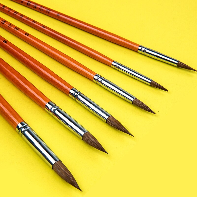 Aquarel Pen Set 6 Pack Wolf Haar Gouache Borstel Voor Art Grote Tekening Tool Olieverf Acryl Chinese Schilderen Haak lijn Pen