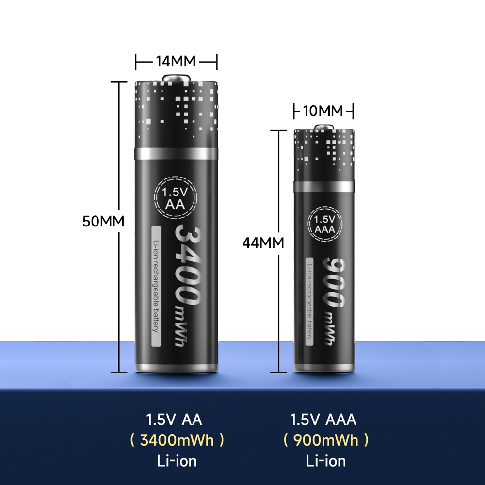 Batterie lithium-ion rechargeable, 1.5V, 2800 mWh, 1.5V, pour télécommande, souris, petit ventilateur, jouet électrique