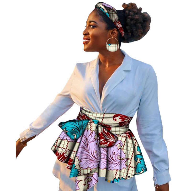 Cinturón de cintura alta de estilo africano para mujer, ropa india, Vintage, flor, línea A, asimétrico: 6