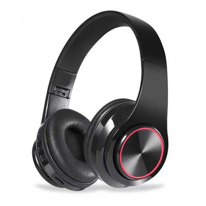 LED Wireless Headset Bluetooth 5.0 Stereo Foldable Headphones With Microphone For iPhone Xiaomi Huawei Sumsung TWS Headphone: black