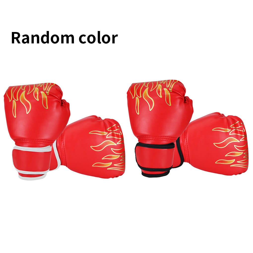 2Pcs Bokshandschoenen Vechten Handschoenen Hoogwaardige Pu Leather Kids Muay Thai Sparring Kickboksen Vlam Voor kinderen: Rood
