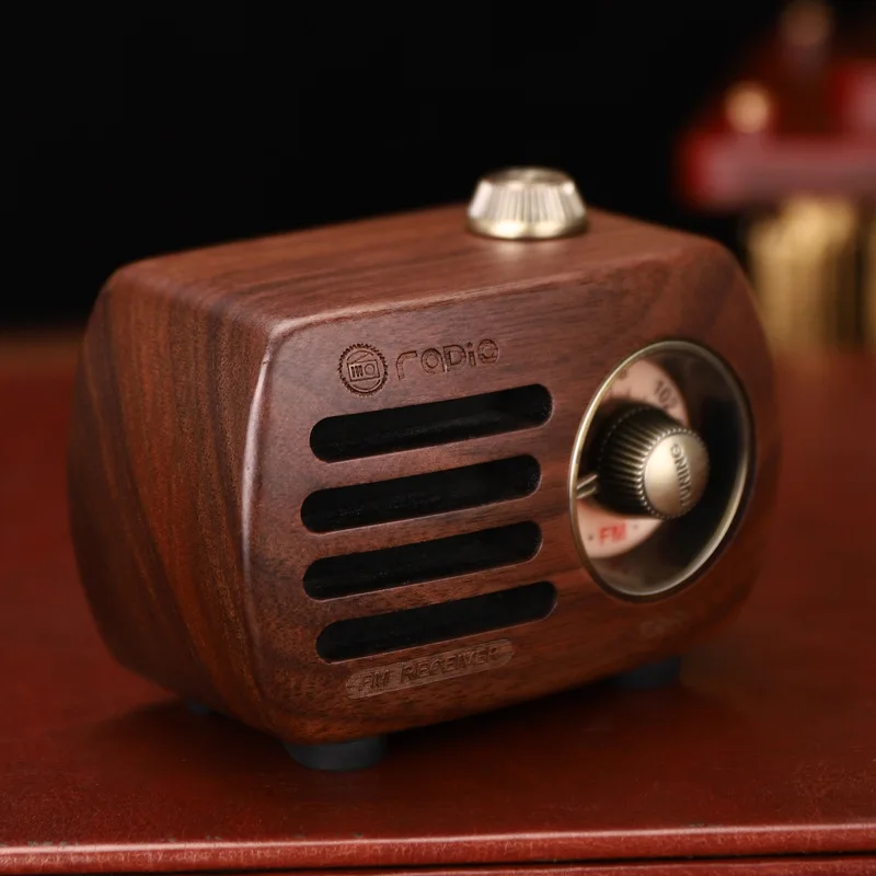 Altoparlante Bluetooth Radio FM ricaricabile portatile in legno di noce o ciliegio opzionale in stile classico retrò vecchio stile