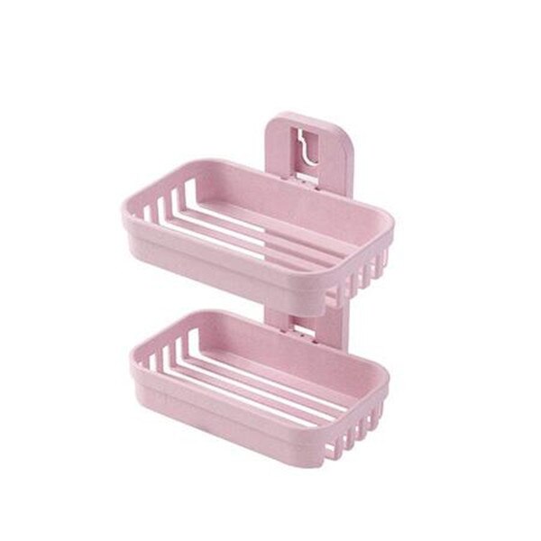 OYOURLIFE ścienna mydelniczka ze słomy pszennej łazienka dwuwarstwowa tacka na mydło mydelniczka prysznicowa akcesoria łazienkowe: podwójnie lekki różowy
