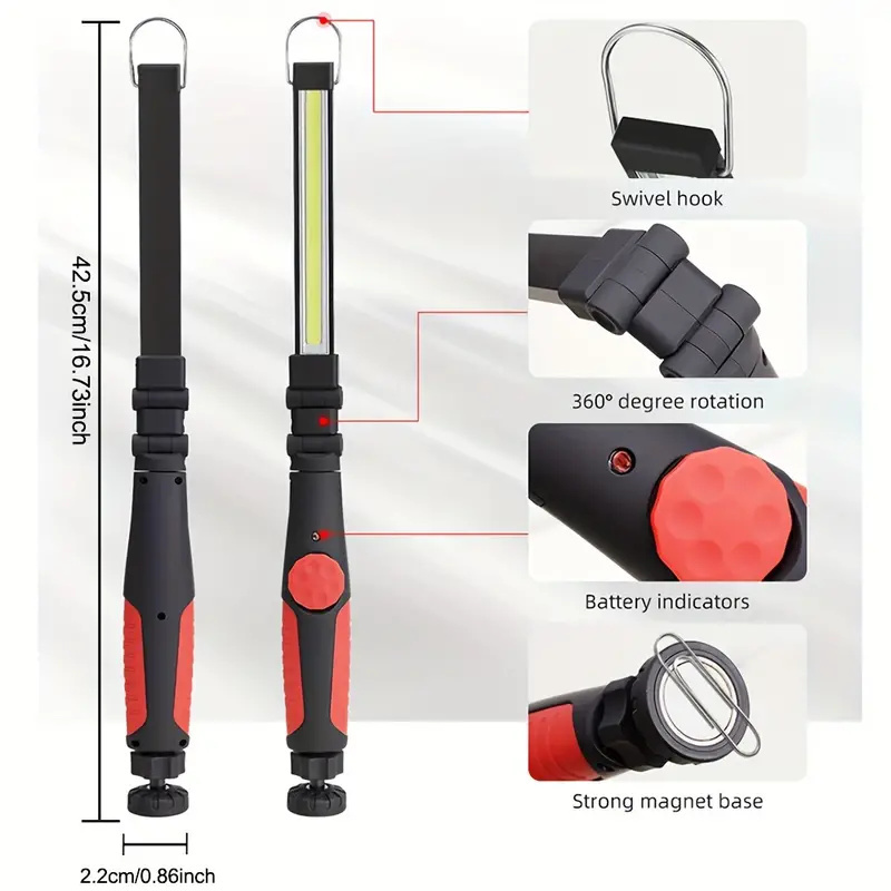 COB LED Taschenlampe Magnetische Arbeit Licht USB Aufladbare Taschenlampe Haken Tragbare Laterne Inspektion Licht Camping Auto Reparatur Lampe