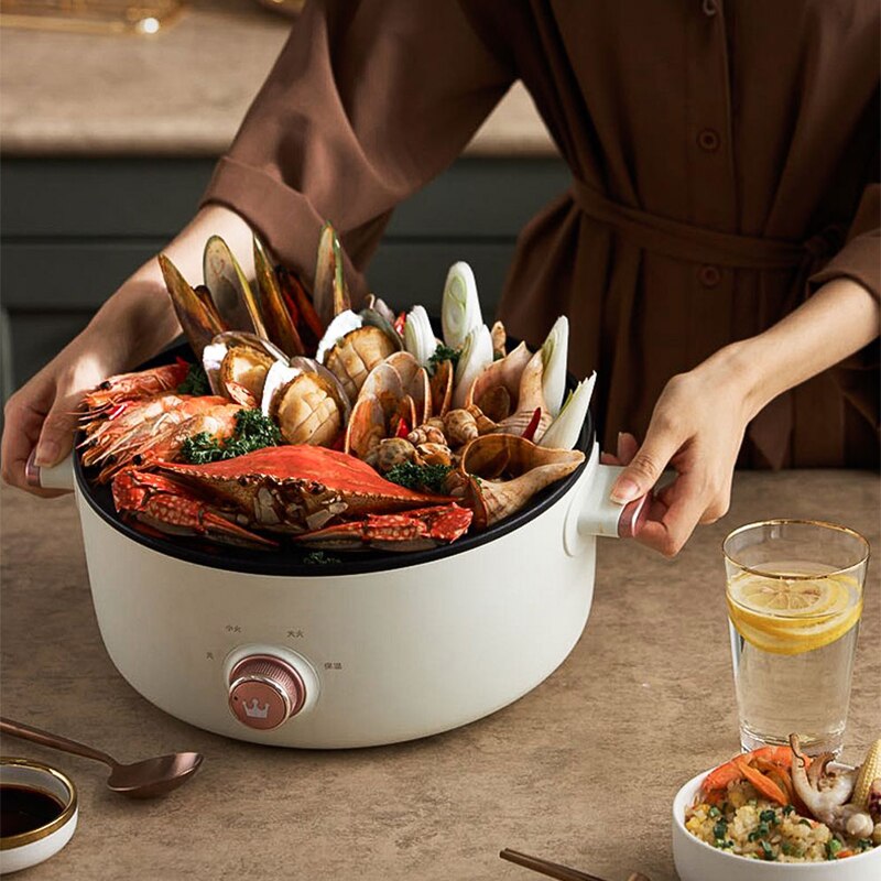 Multifunktionale Elektroherd 3L Gesundheit Universal Pan Wok MINI Pot 1200W Für Zu Hause Student Schlafsaal