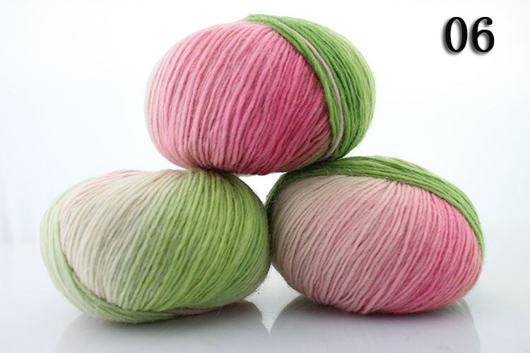 50G/Bal Kleurverloop Rainbow Wol Lijn Baby Wol Bal Breien Gehaakte Garen Ambacht Voor Naaien Diy doek Accessoires 2 Stuks: 06
