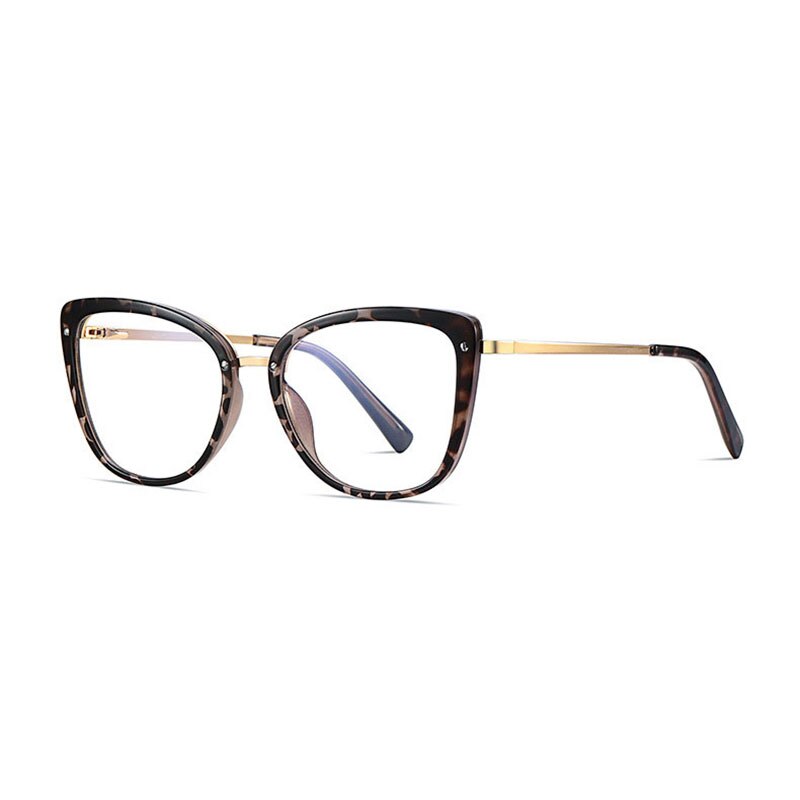 Women Gradient Color Women Stylish Glasses Frame with Flexible Spring Hinges Optical Prescription Eyewear Spectacles: Leopard