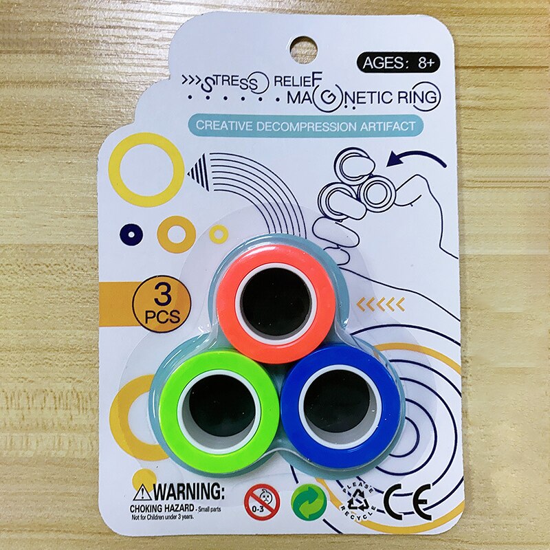 Hot 3 sztuk magnetyczne Spinne Fidget pierścień Spinner magnes zabawki typu Fidget Unzip antystresowy dla dzieci dorosłych magnetyczne pierścienie...: Mixed 3PCS