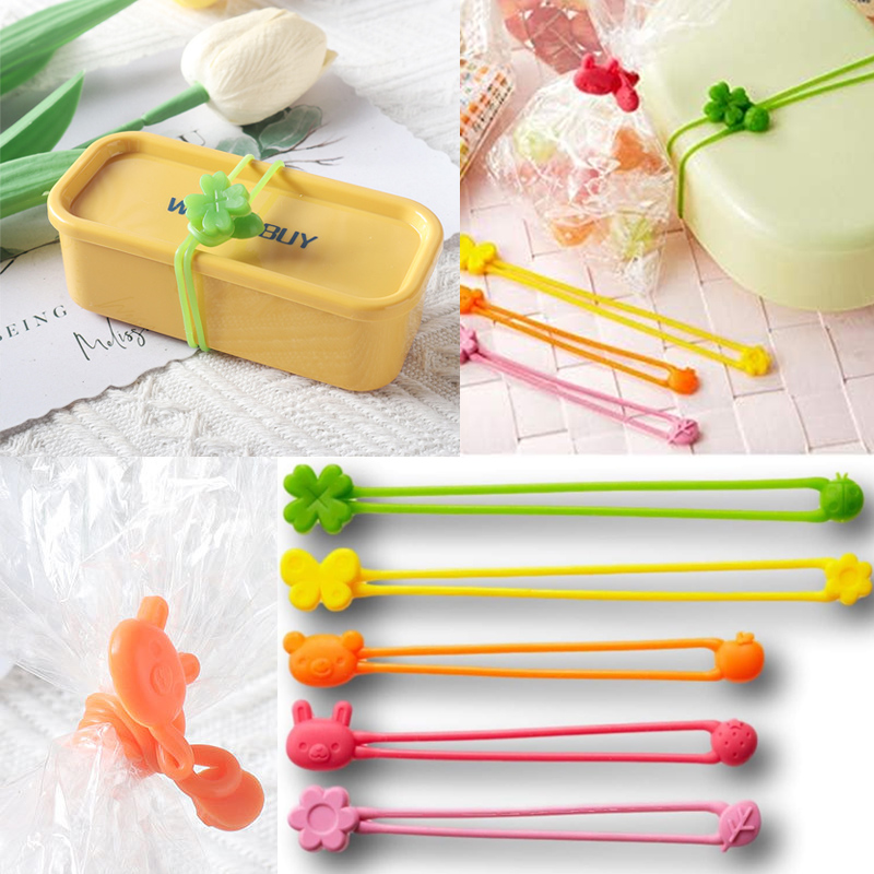 5 stücke Mehrzweck Silikon Dichtung Clips wickeln Band für Kopfhörer Kabel wickeln Lebensmittel Tasche Abdichtung Klemme Wickler Hause lagerung Werkzeuge