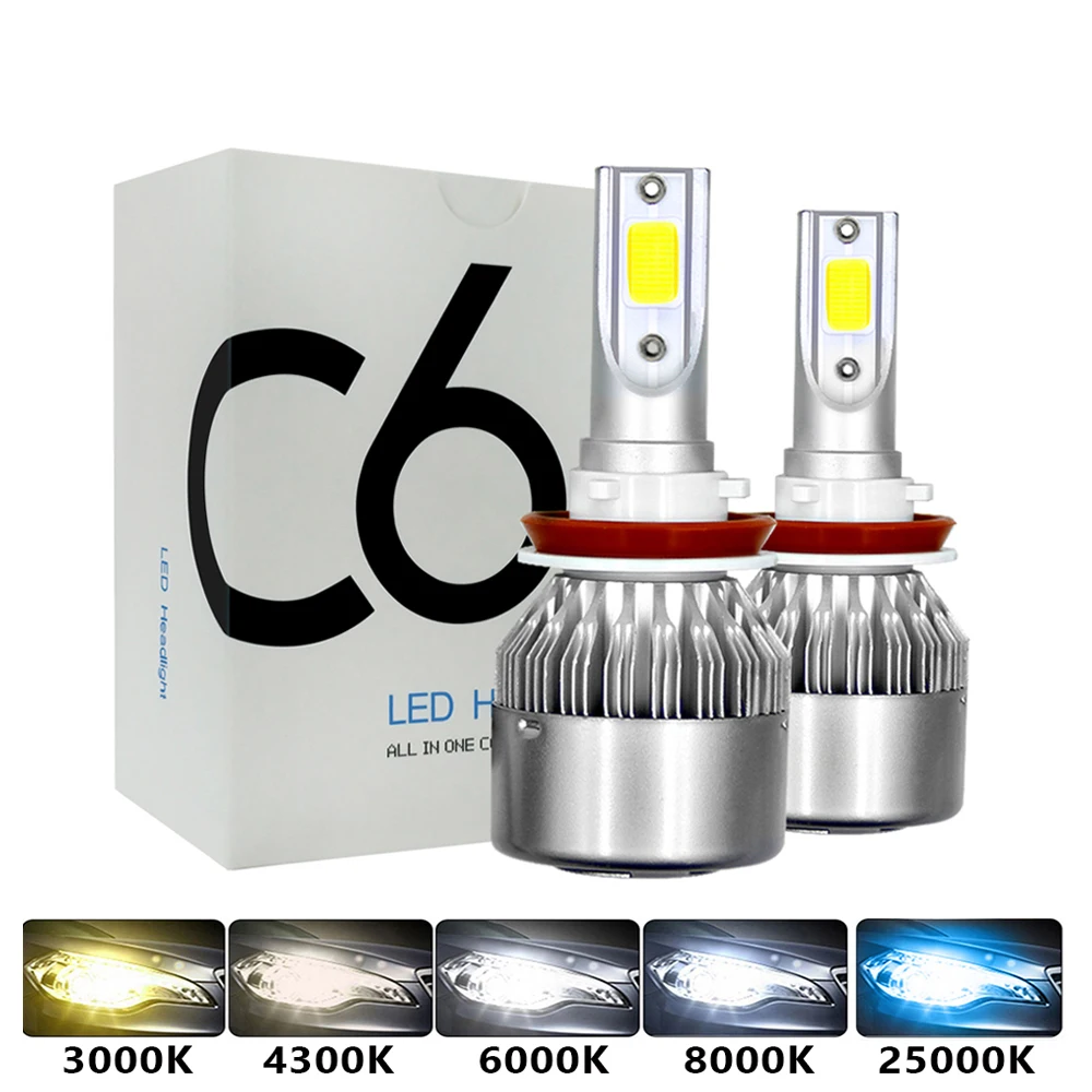 C6 H1 H3 Led Koplampen H7 Led Autolichten H4 880 H11 HB3 9005 HB4 9006 H13 6000K 72W 12V 8000LM Auto Koplampen