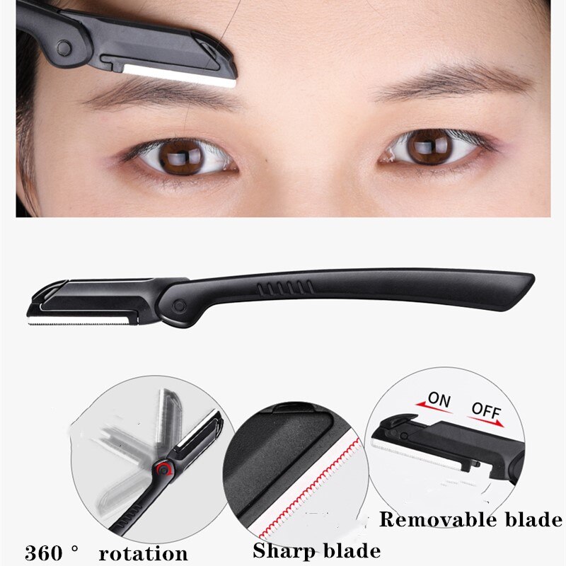 1 ud. Cortadora de cejas portátil cortador de pelo Facial dar forma ceja cuchillo de afeitar hoja de acero inoxidable herramienta de maquillaje removedor de cejas
