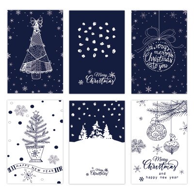 6-8 Stks/pak Nieuwjaar Vrolijk Kerst Wenskaarten Papieren Kaarten Met Envelop Binnen Zegen Kaart: B