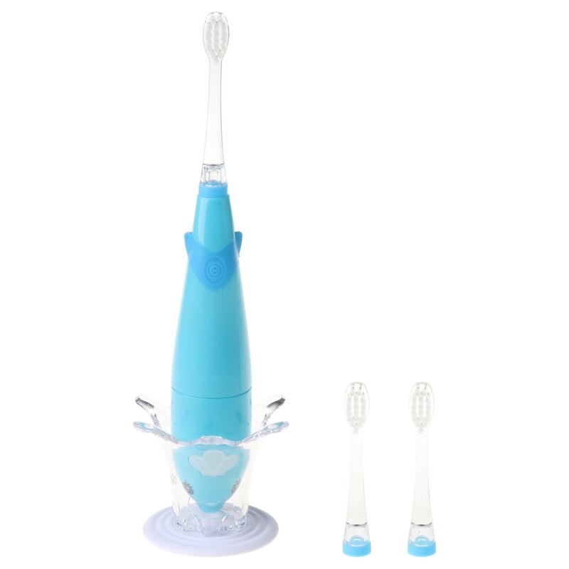 Kids Sonic Toothbrush Electric Brush Waterproof Musical Dolphin Shape LED 094E