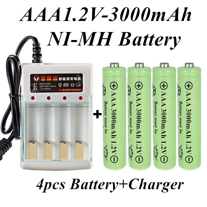 AA1.2V Ni-MH rechargeable Battery, 3800 MAH plus 3000 MAH package, suitable for MP3, remote control, toys and other products: green