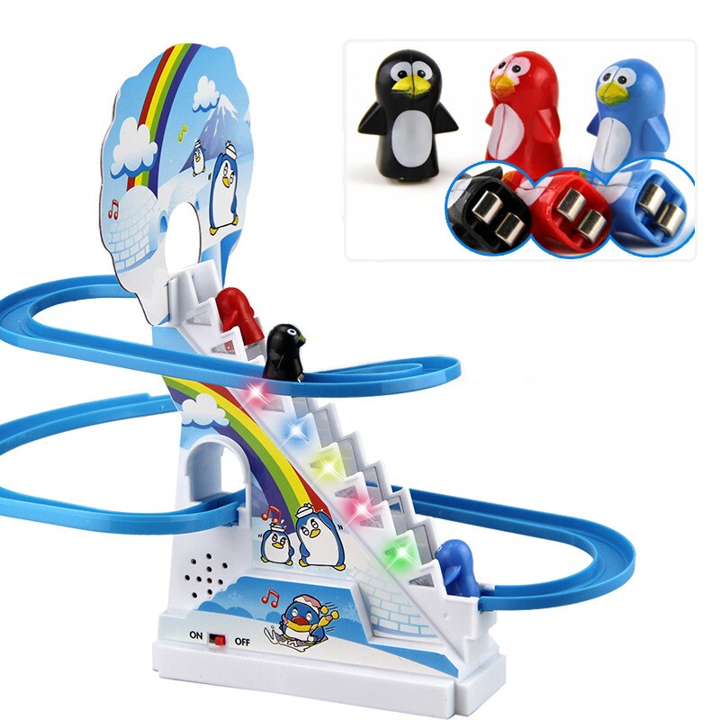 Grappige Pinguïn Traplopen Muziek Speelgoed Voor Kinderen Ouder-kind Puzzel Penguin Slide Interactief Speelgoed Elektrische Motorwagen Muziek: Default Title