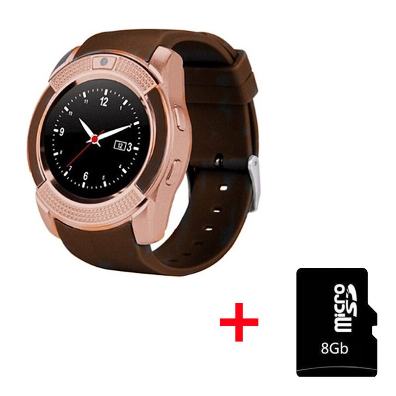 Männer V8 Interaktive Musik Smart Uhr Antwort Call Dial Call-Support TF Sim Karte Sport Smartwatch Armband Mit Kamera VS DZ09: V8 Golden 8G Card-13