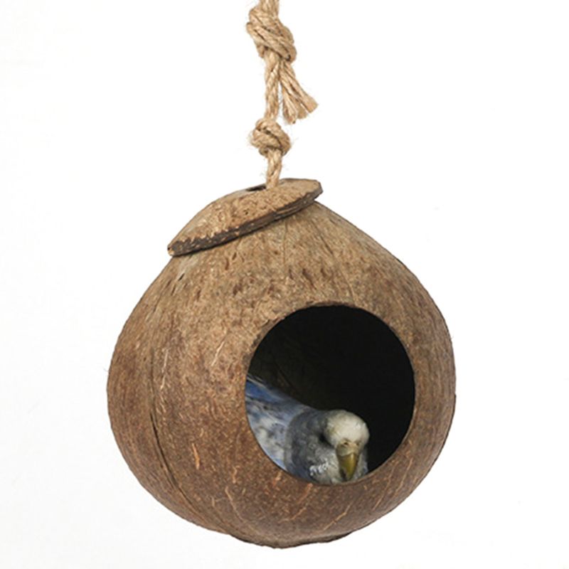 Fugle kokosnødskal opdræt reden fuglehus tigerhud perle fugl papegøje rede stor fuglerede varm anti-bid fuglerede