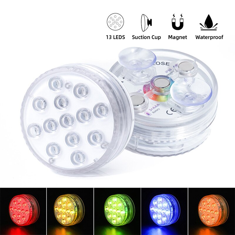 RGB Submersible Led Night Lights Multi Color Underwater Spot Lights Outdoor Vase Bowl Pond Garden Party Decoration Remote Lamp