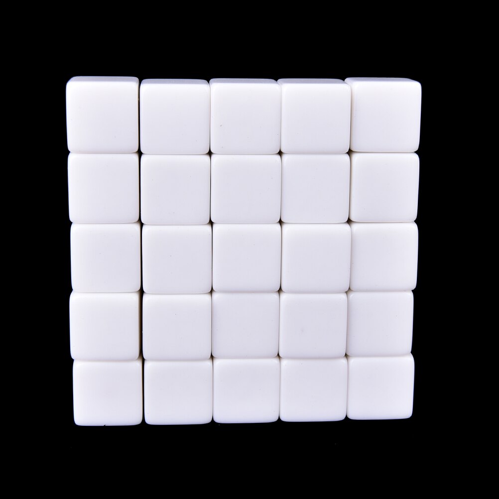 25PCS Gaming Dice Standard Six Sided Round Corner Die RPG For Birthday Parties Other Game Accessories White 16mm