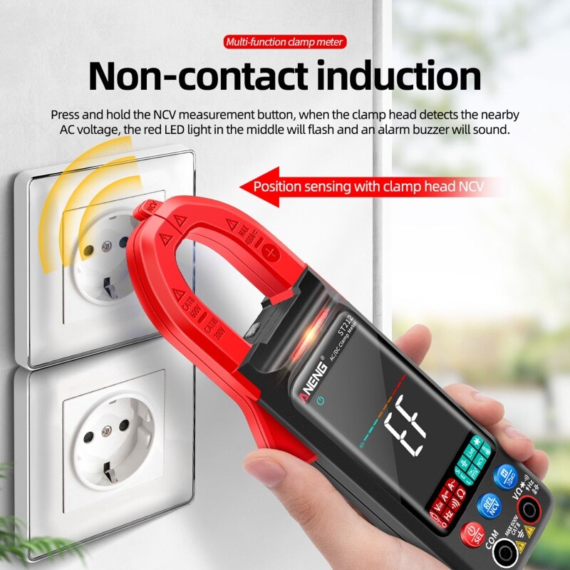 Smart Clamp Meter with Dual Range Auto/Manual AC/DC Voltage Amp Meter with Diode Tempeature Resistance Capacitance Test