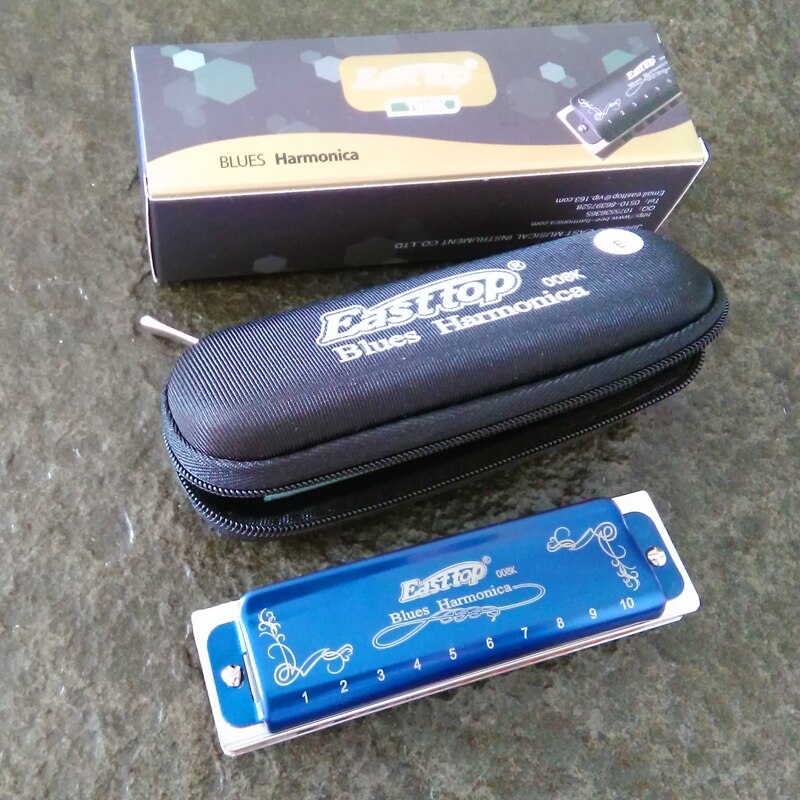 Easttop Harmonica Diatonic 10 Holes Blues Harp 2 Color 12 Keys/Low F Mouth Ogan woodwind Musical Instrument T008K Melodica gaita