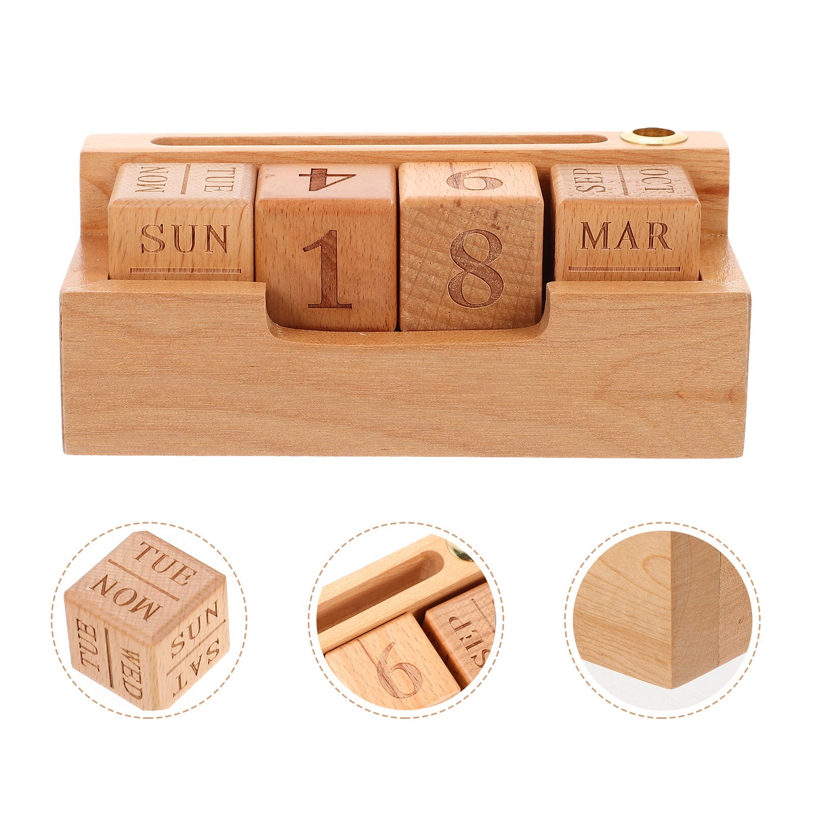 Calendrier anglais en bois perpétuel pour la maison, fourniture de bureau