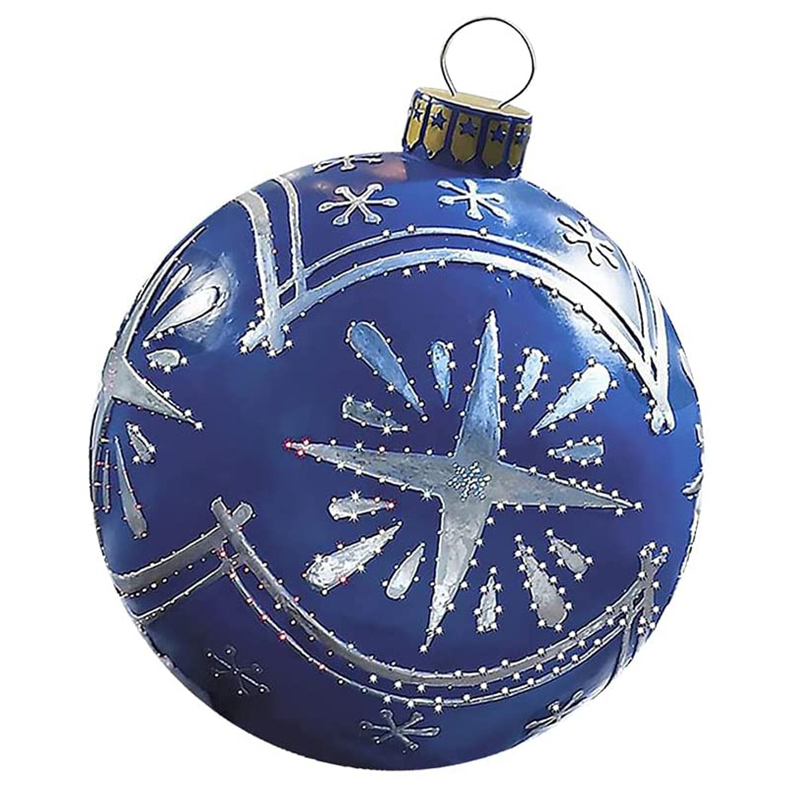 Outdoor Waterproof Atmosphere PVC Inflatable Toy Christmas Large Ball With Hanging Loop for Wedding Festival Decor Ornament: Blue snowflakes