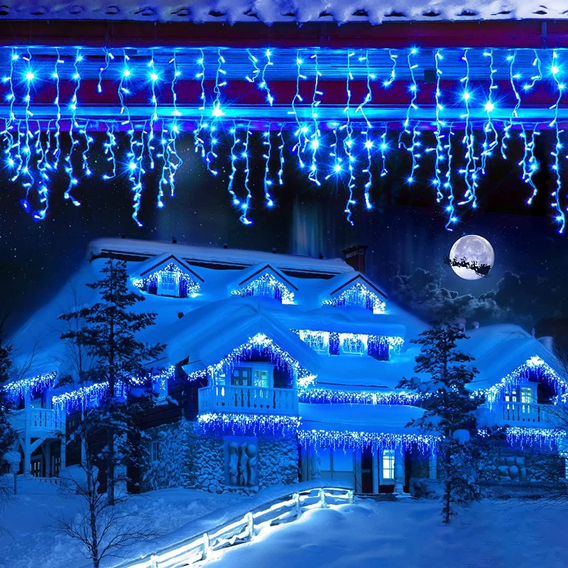 Julelysslynge led-girlander 4 x 0.6m lys til uteplass, julelys, utendørs, gate, bryllup, hagedekorasjon