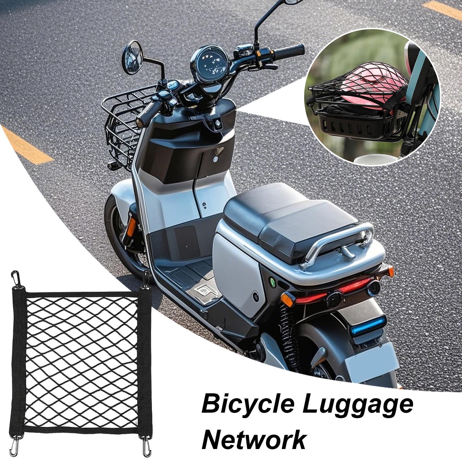 1 Stück Motorrad Langlebiges Elastisches Korbnetz Schwarz Helmnetz Drehbar 4 Haken Schnalle Rotierendes Anti-fallen-Taschenzubehör