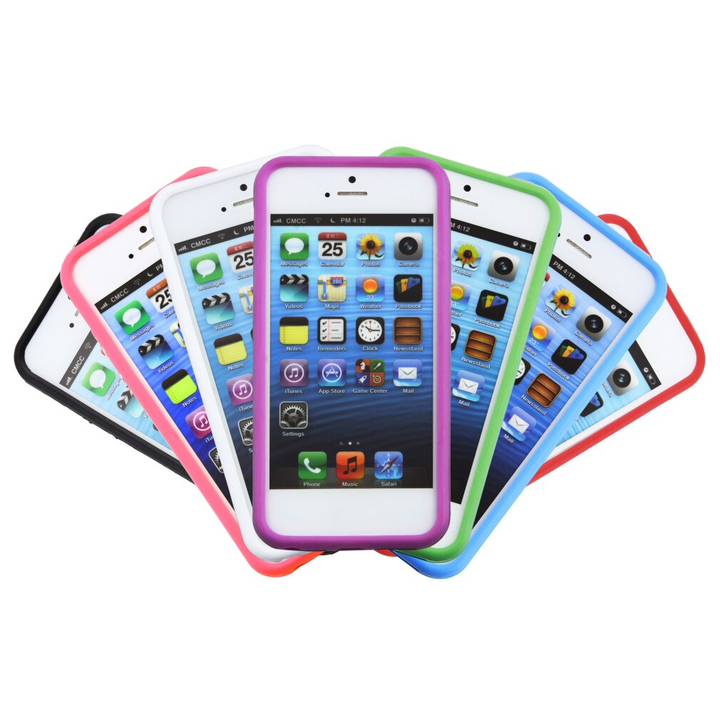 Retail hybride midden transparante bumper voor iphone 5g 5s mobiele telefoon beschermframe tpu siliconen rubber telefoonhoesjes
