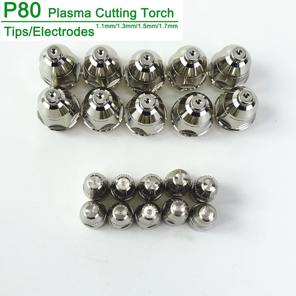 Punta de antorcha de Plasma CNC de corte consumible, 60A, 80A, 100A, P80, 20 piezas, 10 electrodos + 10 boquillas