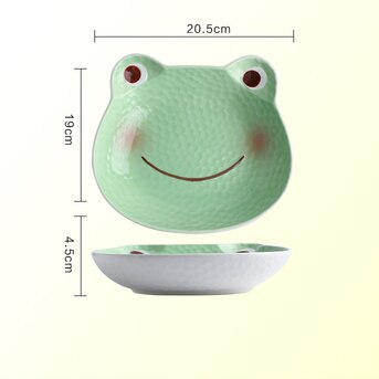Cuencos de cerámica creativos para niños, recipiente de comida para fruta, rana de dibujos animados debajo de los platos esmaltados de 8,5 pulgadas: 8.5 inch plate