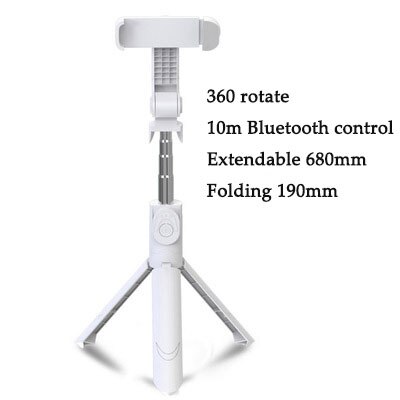 3 In 1 Selfie Stok Telefoon Statief Uitschuifbare Monopod Met Bluetooth-Compatibele Afstandsbediening Voor Smartphone Selfie Stok: White