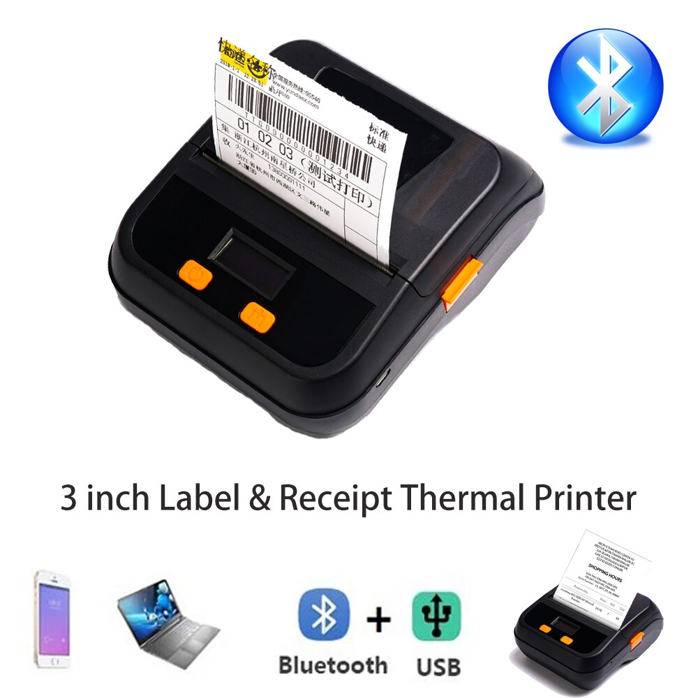 Mini-imprimante thermique Portable 2 en 1, 3 pouces, commande TSPL et ESC/POS, pour téléphone et ordinateur, Compatible Bluetooth