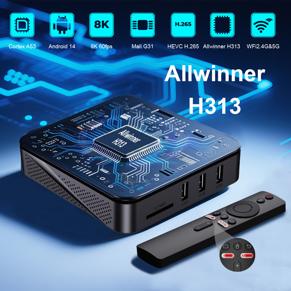 Transpeed Android 12 TV BOX Allwinner H313 Dual Wifi 32G64G Quad Core Support 8K 4K BT Voice Media player Set top box