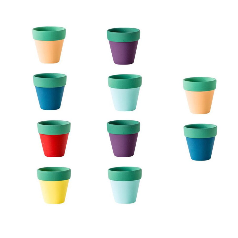 10 Pcs Colorful Flowerpots Indoor Plant Pots Ceramic Gardening Planters