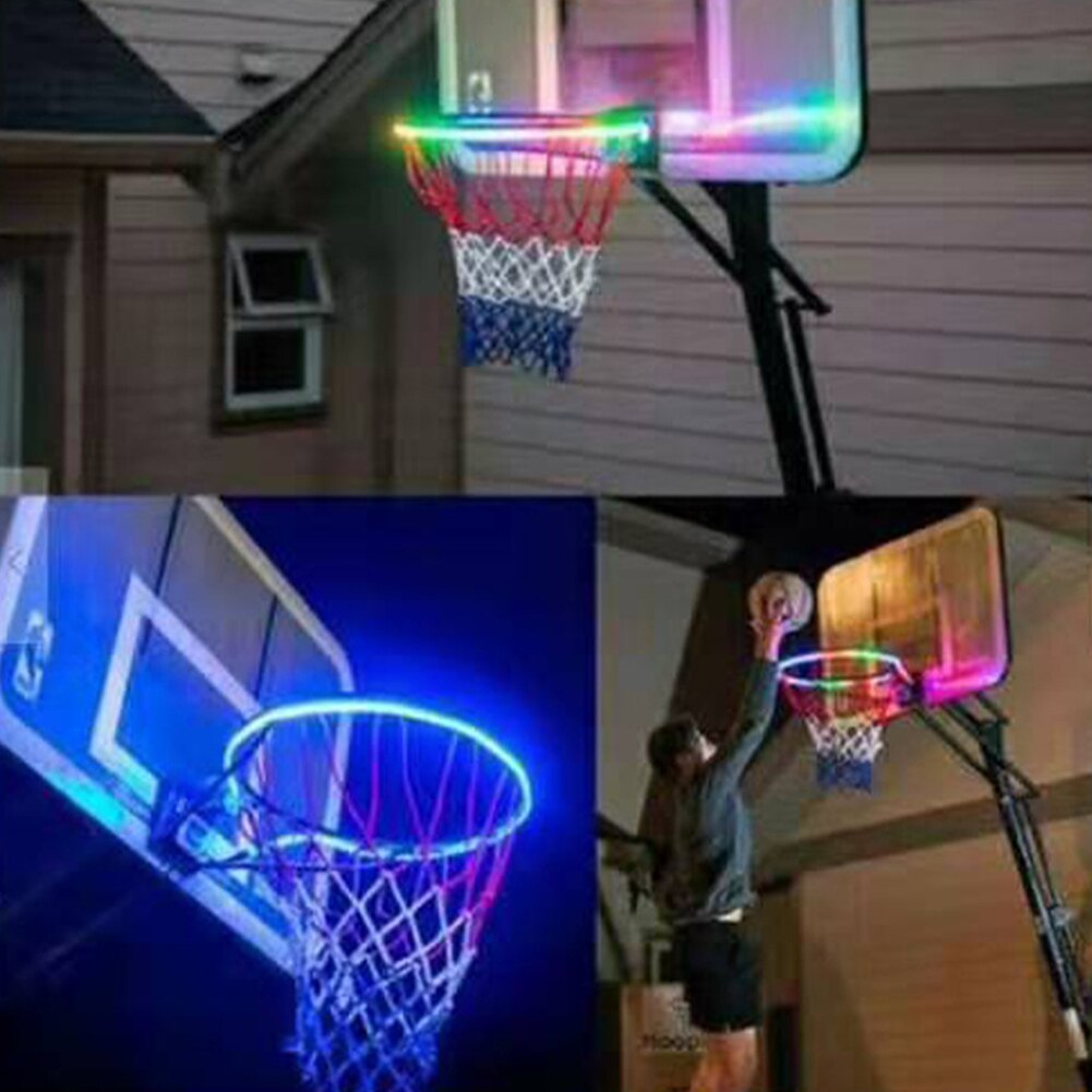 Waterproof Solar Energy Basketball Rim Light Glow In The Dark Attachment Night Lamp For Kids LED Strap Sports Playing