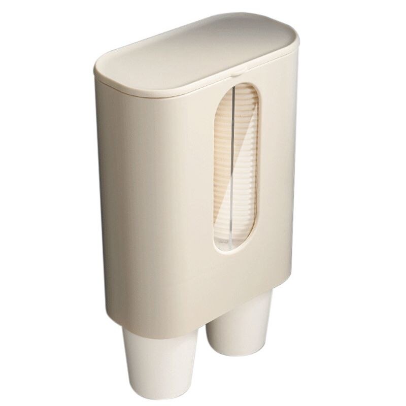 Water Cup Dispenser Holder Disposable Plastic Paper Cups Storage Rack Container 95AA: cream color