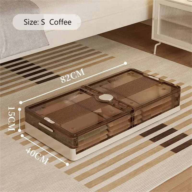 Opvouwbare Plastic Opbergdoos Met Wielen Onder Bed-Grote Capaciteit Slaapkamerkleding En Speelgoed Organizer: Deep Blue