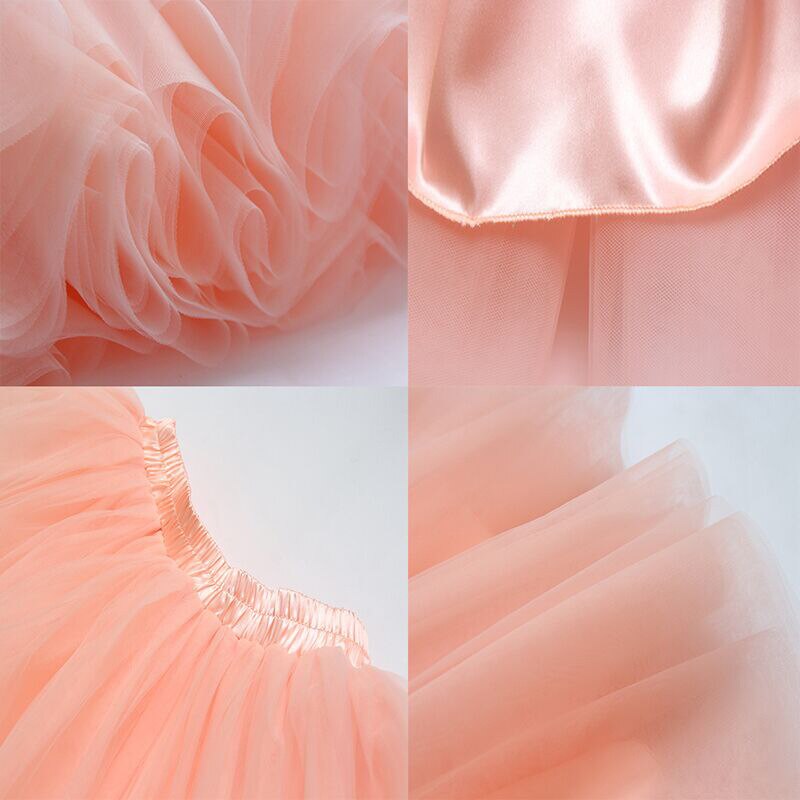 Jupon Long en Tulle, 4 couches, noir et marron, sans capuche, sous-jupe pour fille, robe de mariée, CQ060