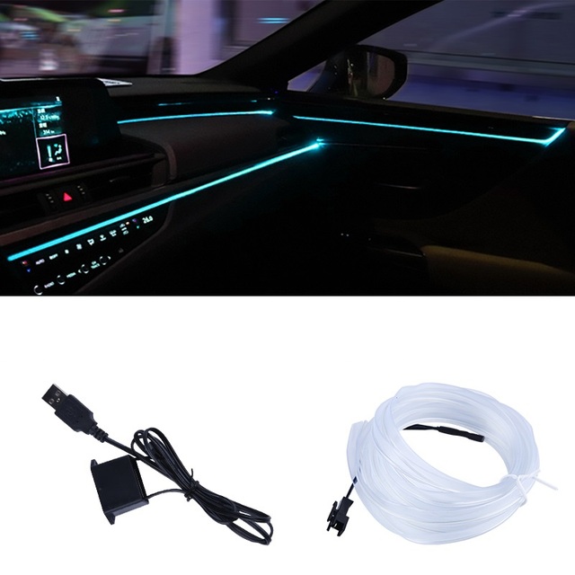 EL fil voiture intérieur lumières ambiant LED Flex Rgb bande Auto Flexible atmosphère Neno Tube doux USB lampe éclairage corde bande lumière: Rouge / 3000 K or / 4500 K