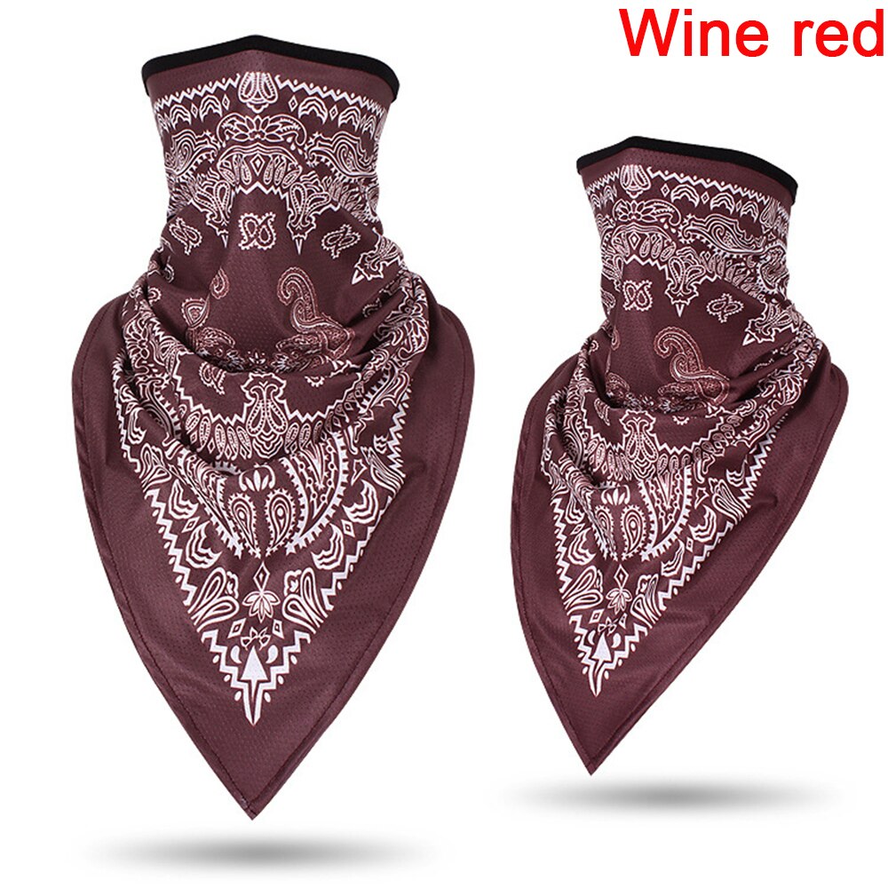 Retro Motorcycle Headwear Bike Ski Sports Scarf Wrap Balaclava Windproof Dust Outdoor Bandana Cycling Breathable Neck Cover: Wine red (Printing)