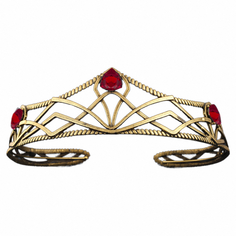 Film Elfen Koning Ronde Kroon Tiara Vintage Barok Kristal Tiara Bekroont Prinses Koningin Diadeem Hoofdband Bruiloft Haar Accessoires: Goud-kleur