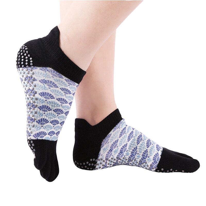 1 paar katoenen yogasokken met vijf tenen en grip voor dames, ademend en antislip, voor pilates, fitness en barre, maat 36-39