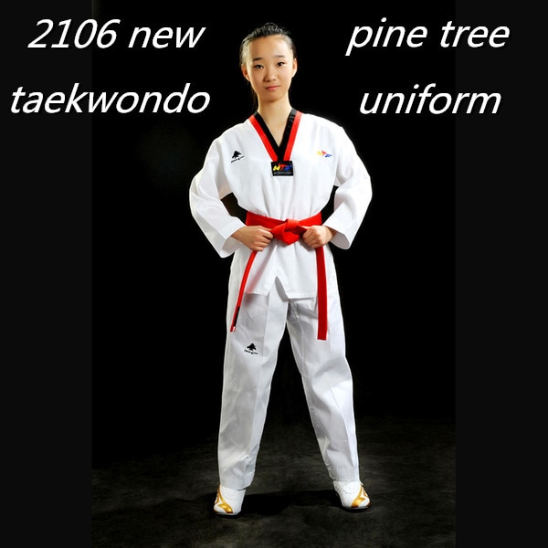 Taekwondo dobok Volwassenen Kinderen Mannelijke Taekwondo Poomsae kleding cool katoen gestreepte echt voor hebben Dan personen karate