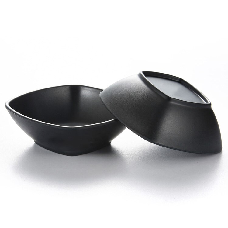 Japanese matt black tableware seasoning bowl square plastic CONGEE soup rice dipping bowl for kaiteen