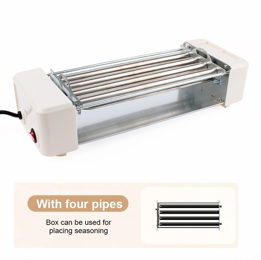 Electric Sausage Machine Multifunction American Dog Kebab Roller Teppanyaki Barbecue Grill Steak DIY Hamburger Baking Oven: WHITE