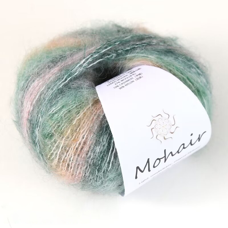 Ovillo de lana de Mohair degradado para tejer a mano, hilo de ganchillo suave y cálido, segmento de lana de bebé, hilo teñido para suéter, sombrero y bufanda, 25g por bola: Oro