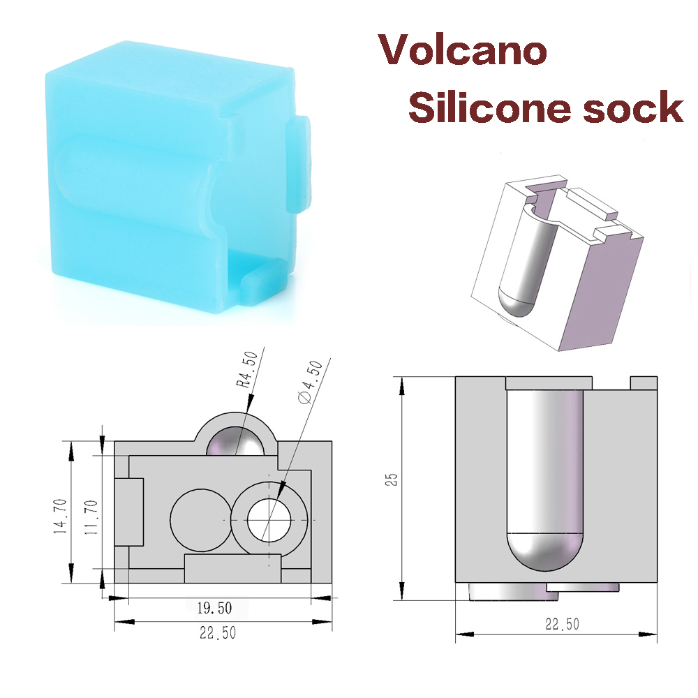 Para E3D V6/V5 MK7 MK8 MK9/Volnaco /BP6 calcetines de bloque de calor funda de silicona bloque calentador cubierta protectora Hotend para piezas de impresora 3D